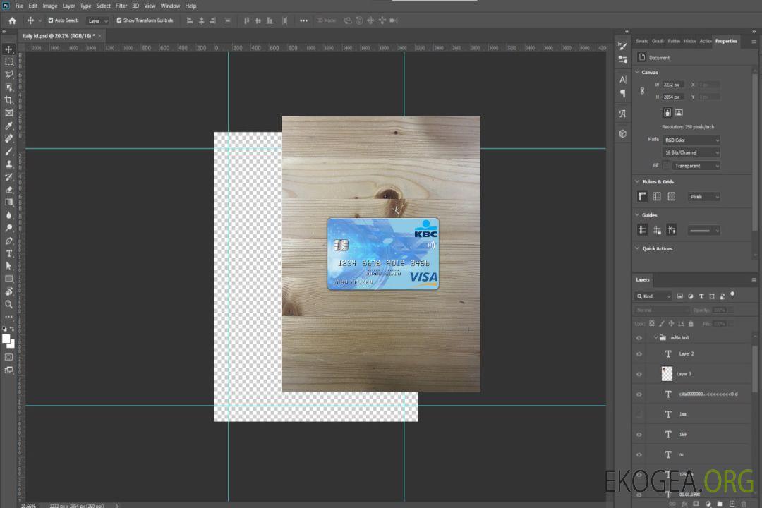 Photolook de la carte visa bancaire KBC Belgique avant template Photolook de la carte visa bancaire KBC Belgique avant template